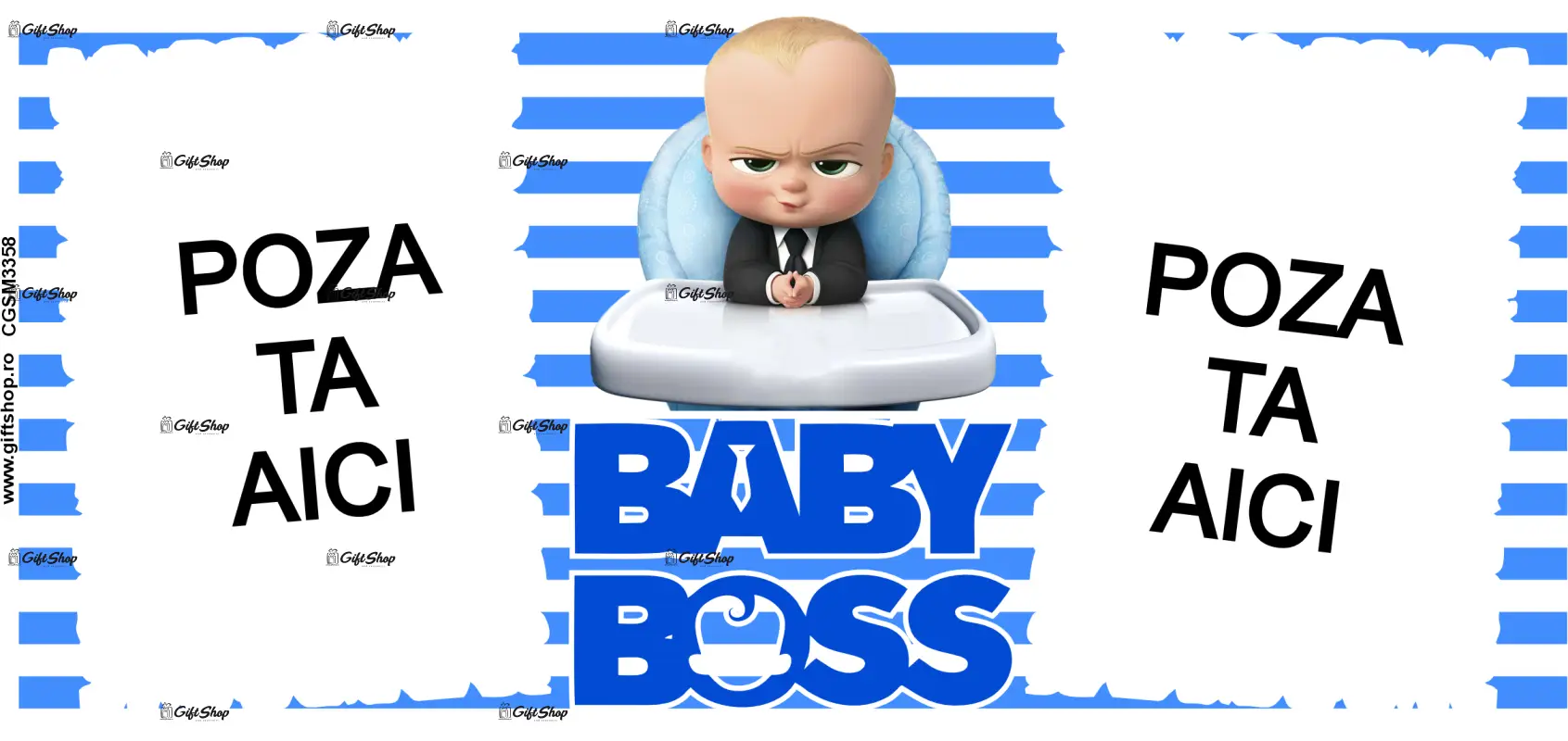 Baby boss, cana personalizata cu 2 poze, 330ml, model 3358